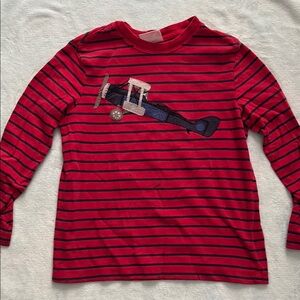 Super Soft Red Striped Shirt with Airplane Design